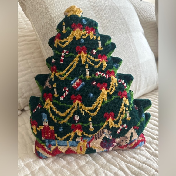 None Other - Holiday Christmas Tree Pillow with Ornaments
